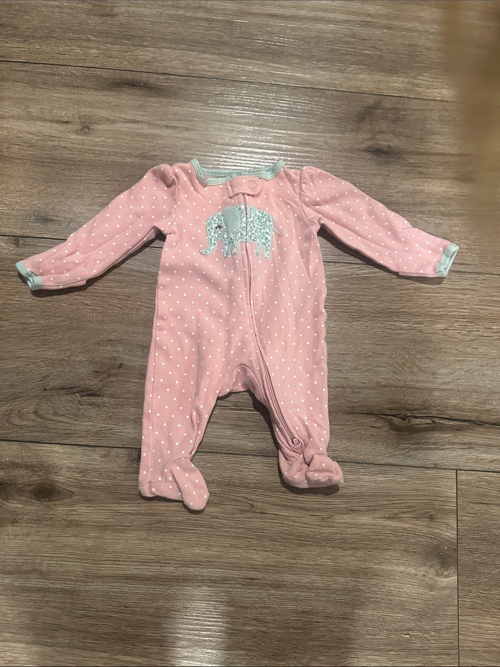 Carter's Pink Polka Dot Elephant Footed One-Piece